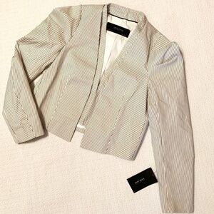 NWT Zara Blazer. Ivory with navy pin stripes. Size M